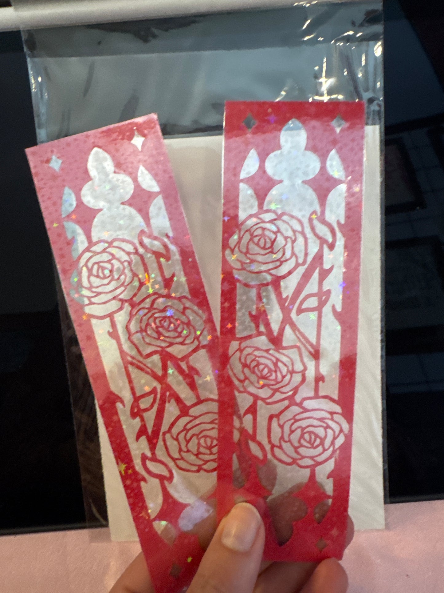 Rose cathedral window bookmark