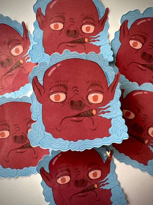 Smoking Ogre Red Blue | Sticker