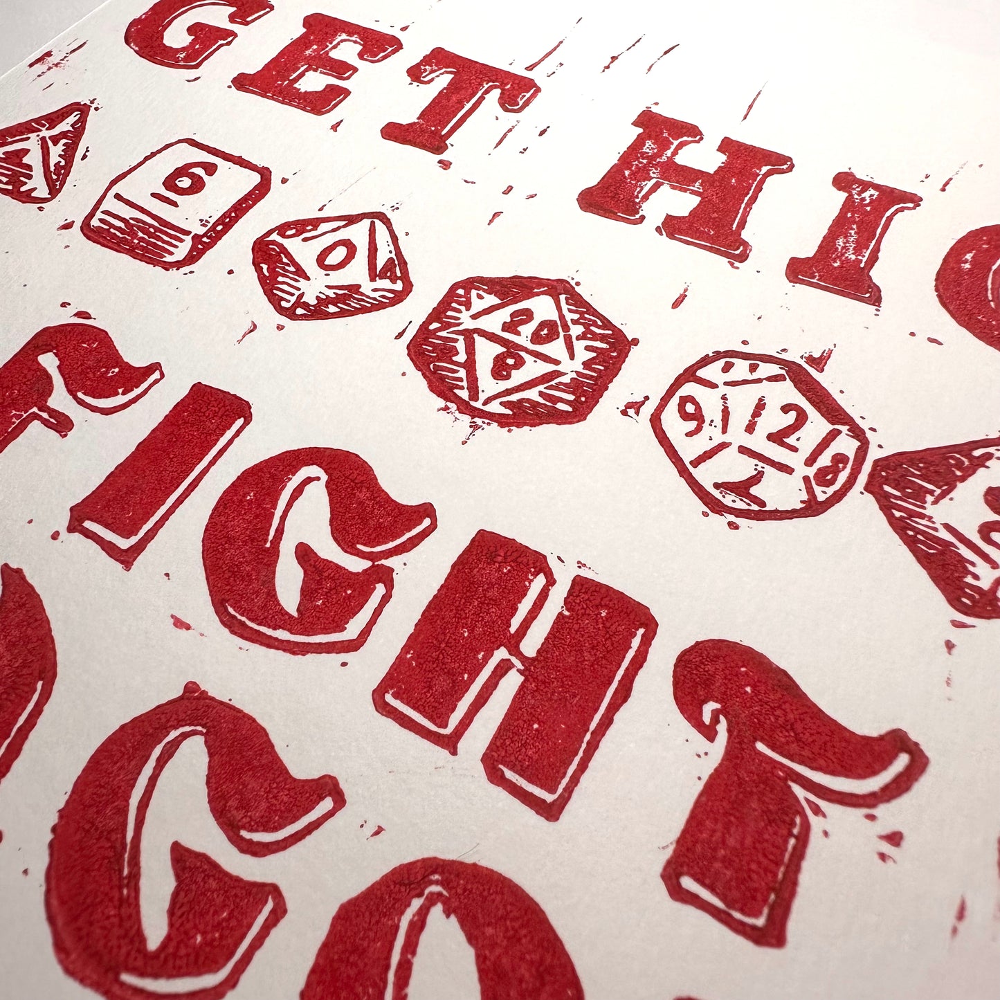 Get High Fight Dragons | Linocut Print