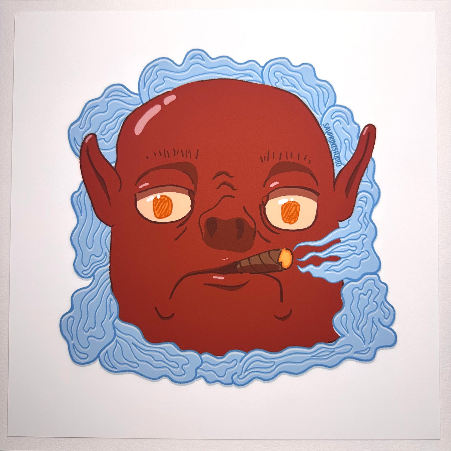 Smoking Ogre Red Blue | Digital Print