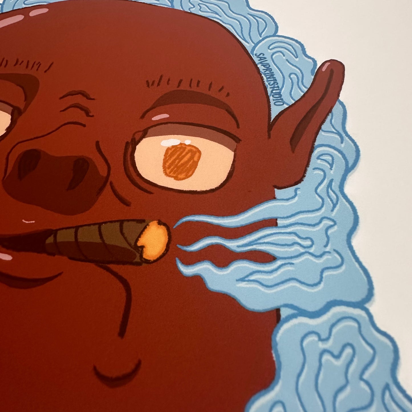 Smoking Ogre Red Blue | Digital Print