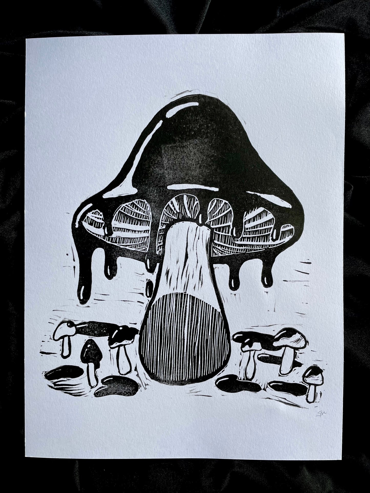 Inky Shroom | Linocut Print